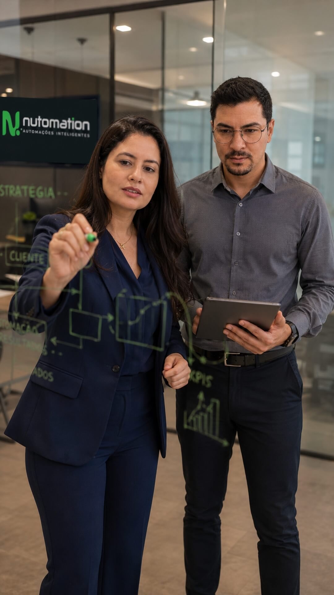 Equipe da Nutomation analisando estratégia e contexto de negócio